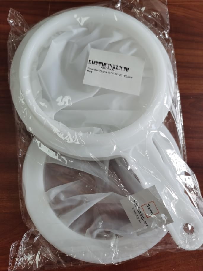 Kitchen Ultra-Fine Nylon Mesh Strainer, Plastic Sieve Filter Spoon Set of 3 for Soy Milk Coffee Yogurt Juice