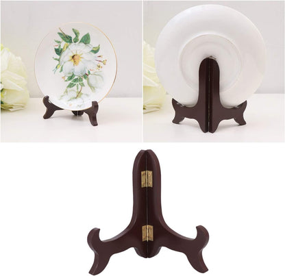 Small Easel Stand for Display, Wooden Plate Stands for Decorative Dish, Tabletop Bowl Display Stand