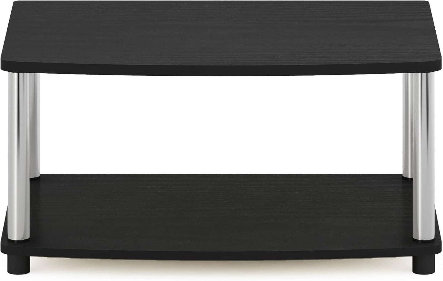 2-Tier 13191AMSS Furinno Turn-N-Tube No Tools Elevated TV Stand, Stainless Steel Tubes, Americano/Chrome