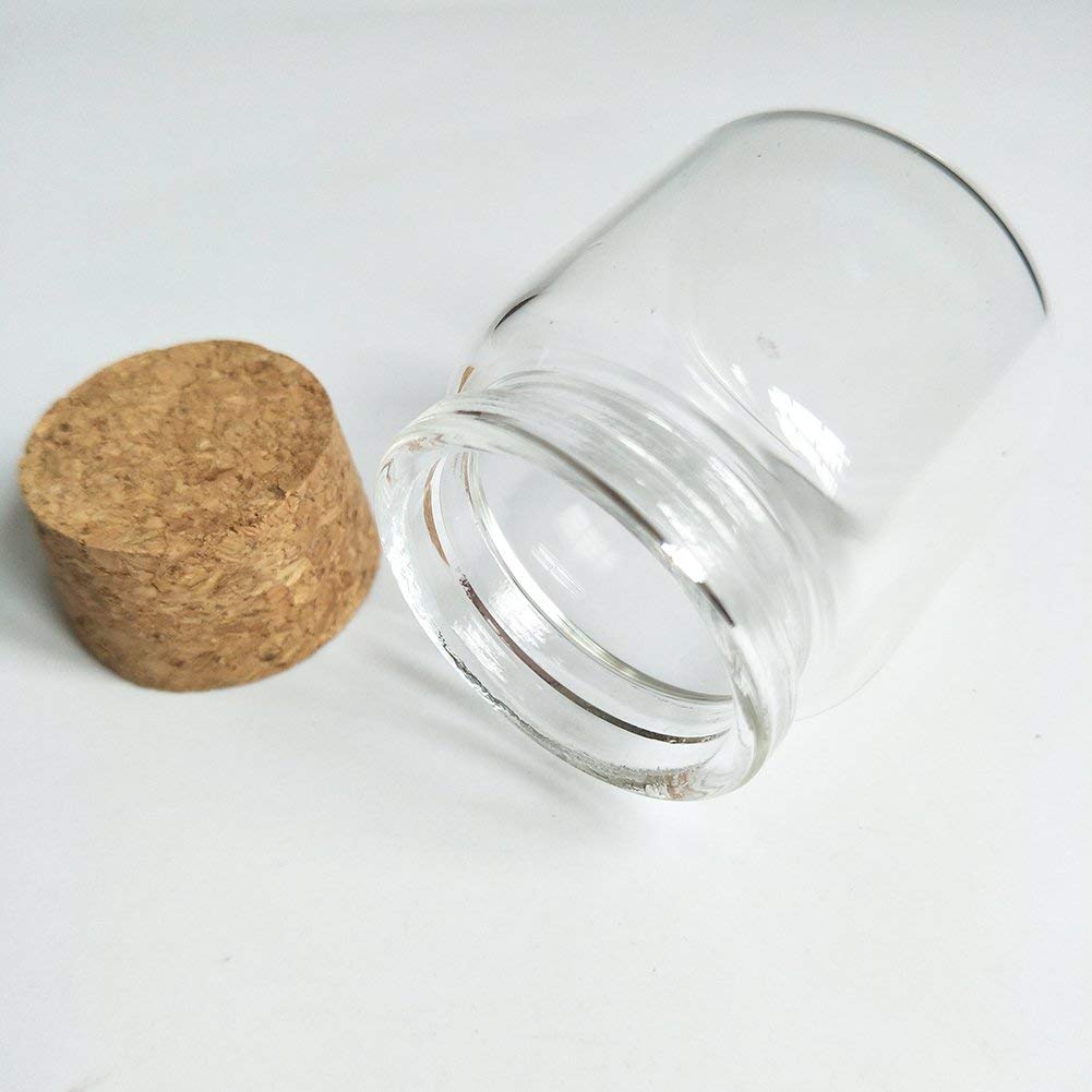 Luo House 3pcs 50ml Small Glass Bottles Vials Jars Glass with Cork Stopper Storage Bottle 50ml 47x50mm(1.85x1.96inch)
