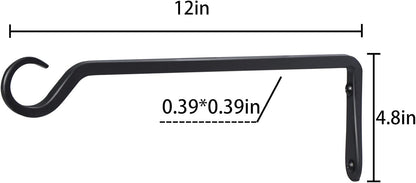 AILIN YELOKIE 12-Inch Plant Hangers - Sturdy Outdoor Hanging Planters & Bird Feeders | Upgraded Black 4-Pack