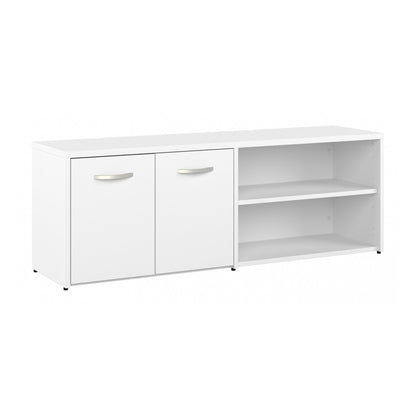 Bush Business Furniture Studio C Low Storage Cabinet with Doors and Shelves in White, Office Organizer for Workspace, Compact Unit