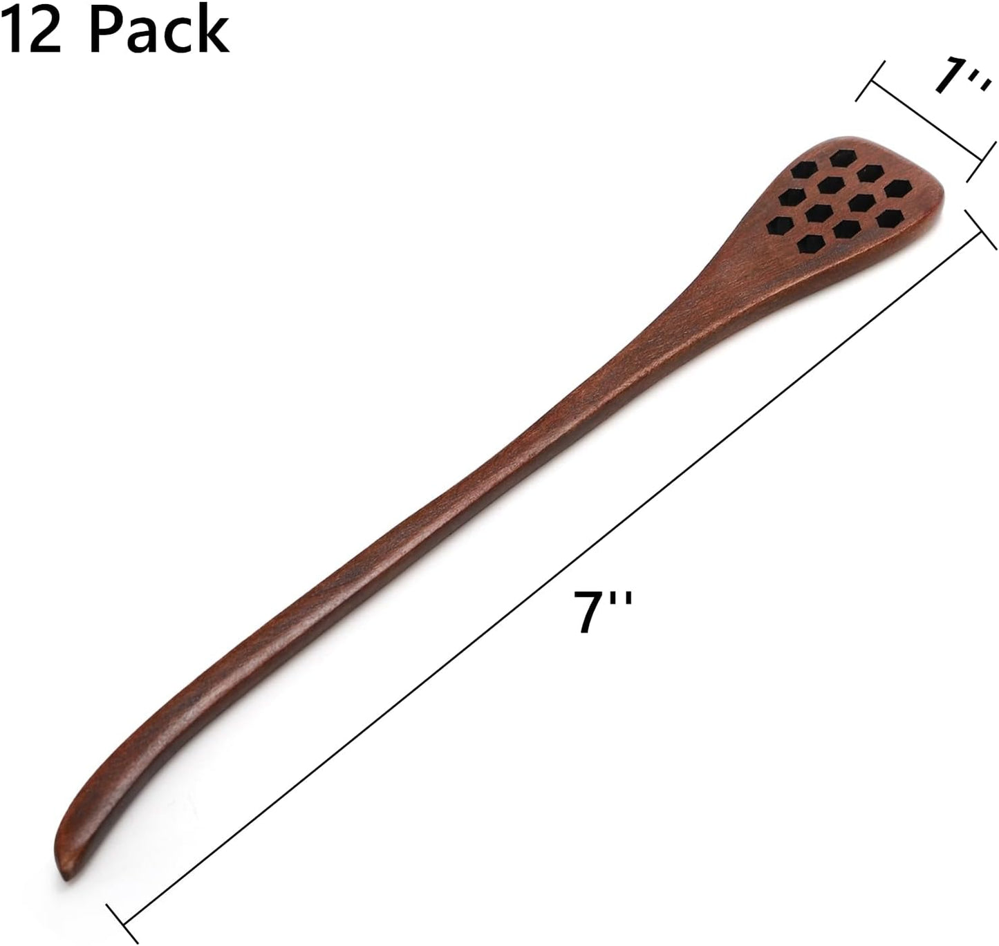12 Pack 7'' Cididu Wood Honey Dipper, Honey Spoon Sticks, Honey Mixing Stirrers for Tea Coffee, Honey Comb Sticks