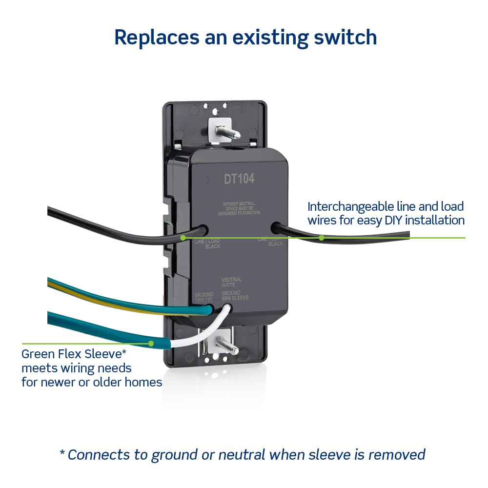 Leviton Countdown Timer Switch for bathroom fan and household lights, 5-10-15-30 min, No Neutral Required, Single Pole, 15A, 1/2 HP/9.8A Fan/Motor, DT130-1LW, White