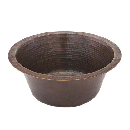Premier Copper Products BR16DB2 16-Inch Universal Round Hammered Copper Bar Sink with 2-Inch Drain Size, Oil Rubbed Bronze