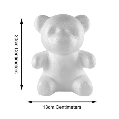 Super Z Outlet Foam Teddy Bear Shaped Round Nose Polystyrene Arts and Crafts Blank White DIY Mould Scultpture for Party Decorations, Wedding, Floral Arrangements (20cm x 13cm) (Pack of 2)