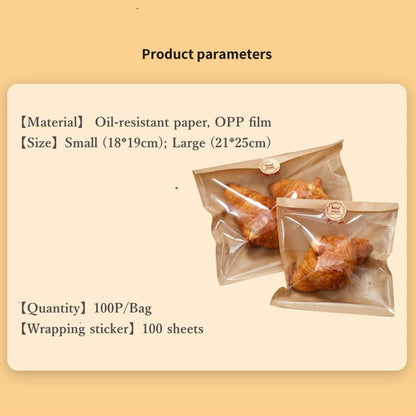 Nanaiche Packaging (100 (8.3 9.8 inches) Kraft Bread Bag Bakery Bags with Window Toast bag Toast Paper Bag Kraft Bread