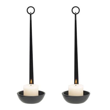 Aimto Wall Sconce Candle Holder Metal Hanging Wall Decorations for Home,Living Room, Bathroom, Dining Room, Set of 2（Black