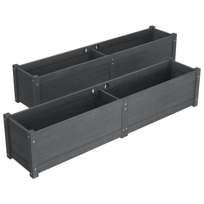 hliofuir Raised Garden Bed Set of 2 in Gray Solid Pinewood 59"x59"x12" Large Elevated Planter Box for Herbs Flowers Outdoor Patio Balcony Gardening