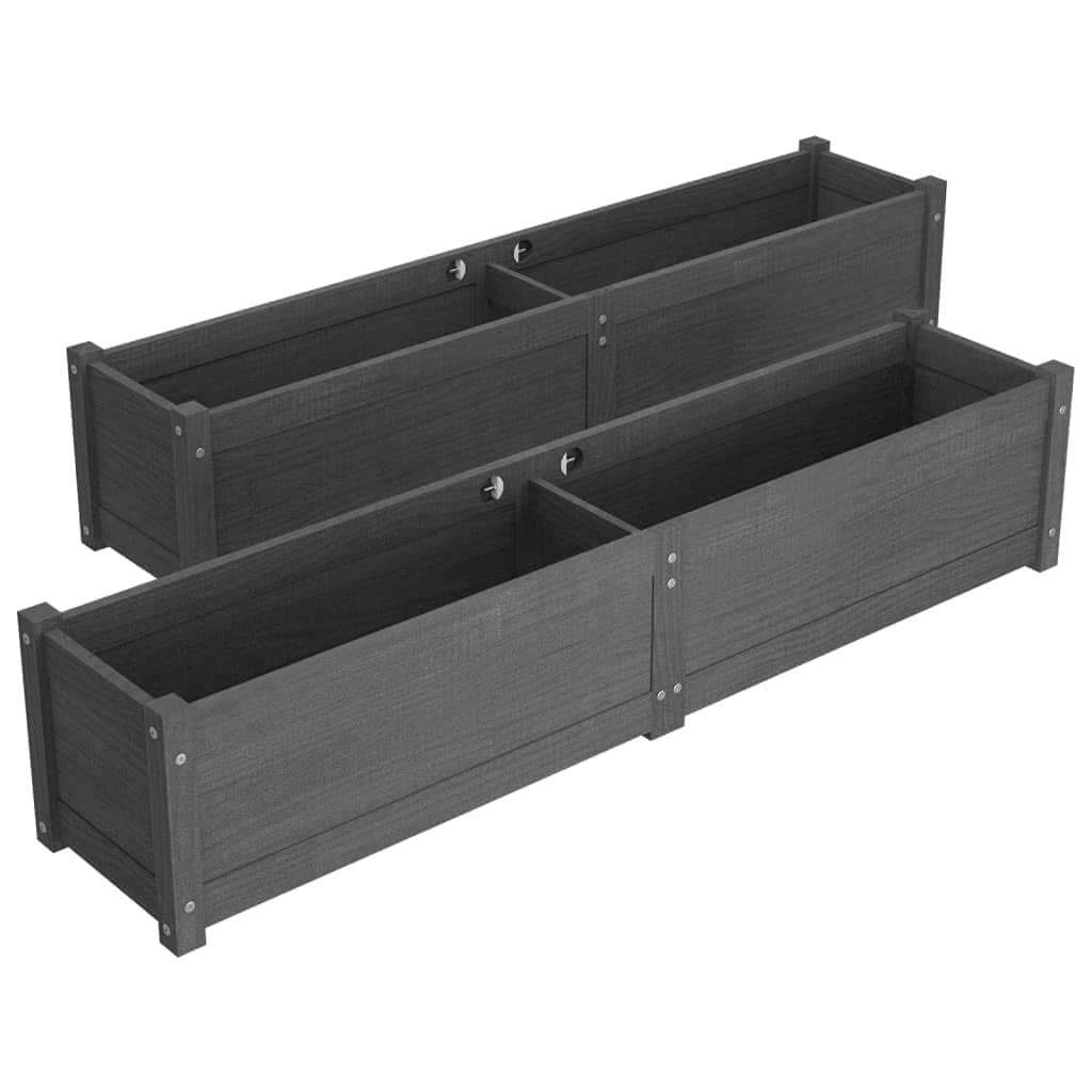 Todiikf Raised Garden Bed Set of 2 Large Gray Solid Pine Wood Planter Boxes 59" Outdoor Patio Backyard Flower Herb Vegetables