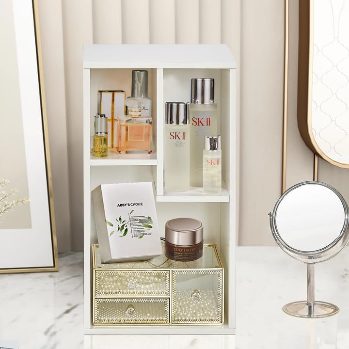 3-Cube 2-Tier VECELO Bookcase, Customized Storage Display Shelf, Bookshelf with Height Difference Fits Tallest