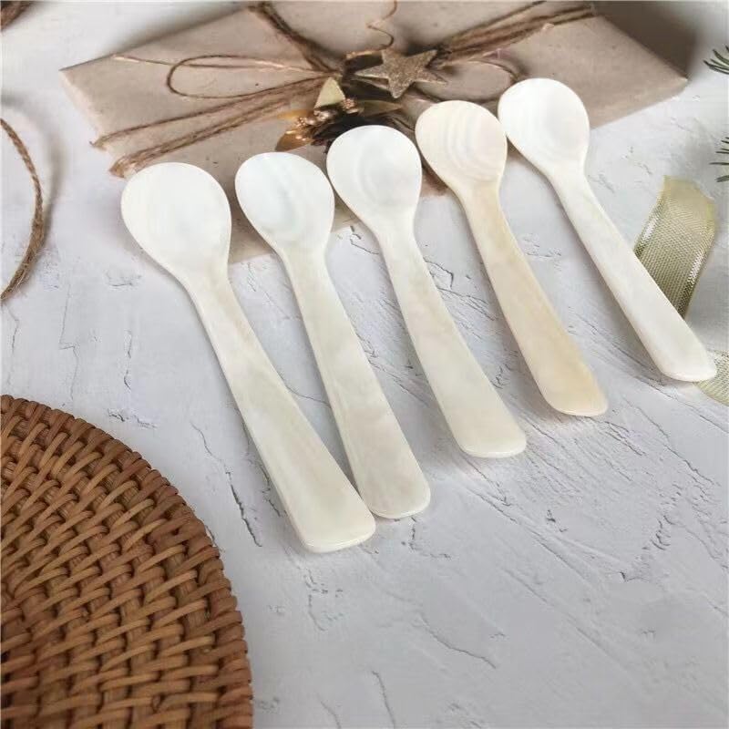 Caviar Spoons, Hand Craft Mother of Pearl Shell Spoon with Storage Box, Tiny Spoon for Caviar, Ice Cream, Coffee