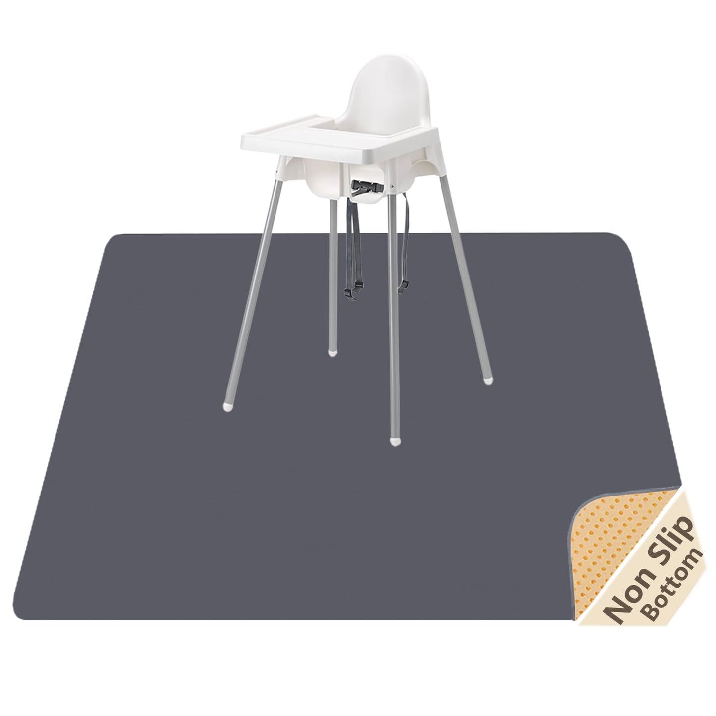 Splat Mat for Under High Chair/Arts/Crafts, WOMUMON Washable Spill Mat Waterproof Anti-Slip Floor Protector Splash Mat, Messy Mat and Table Cloth