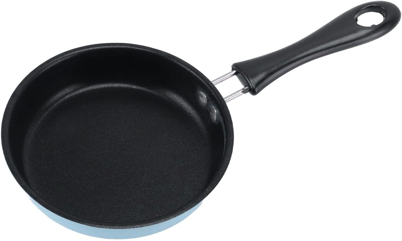 Dpofirs Mini Induction Frying Pan, 4.7in Single Egg Pan, Portable Pan with Heat Insulation Long Handle (Blue)