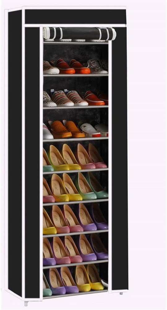Generic 63" 10-Floor Closet, The Large Shoe Rack with dust Cover Shoe Rack with Covers on The Non-Woven Shoe Cabinet is