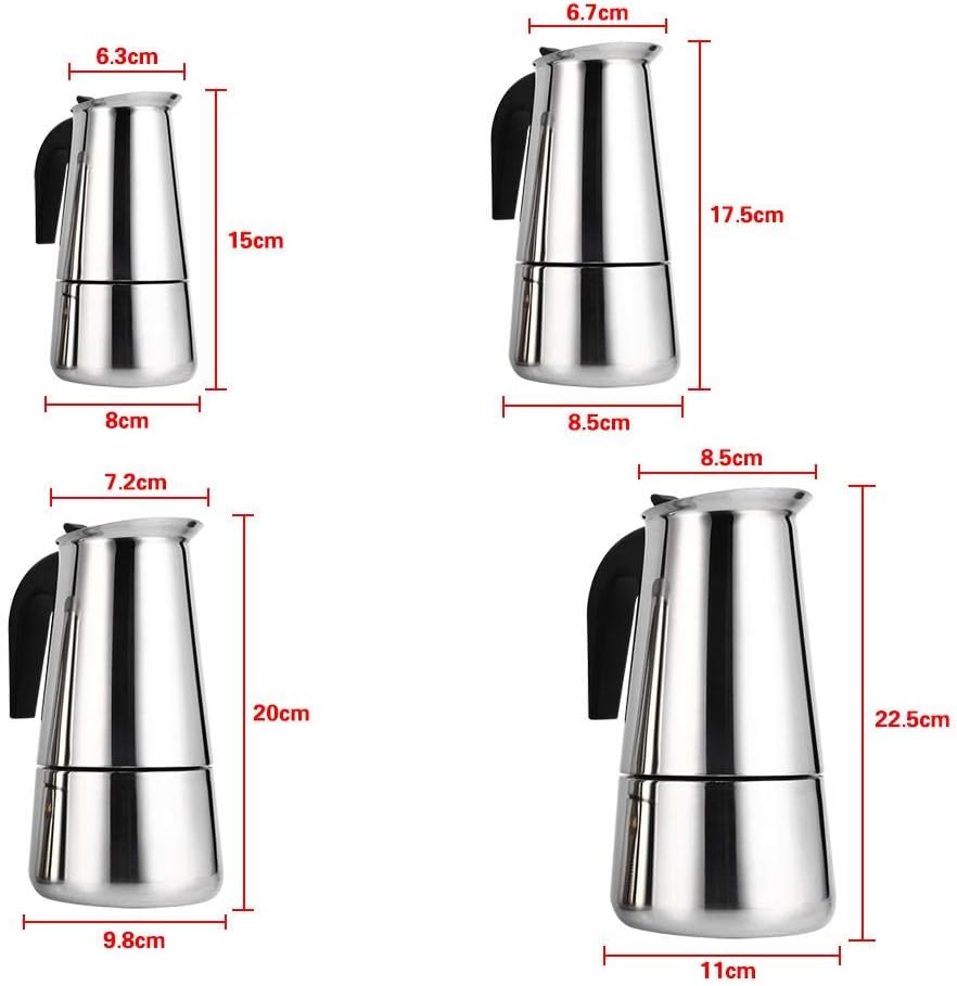 Asixx Stainless Steel Coffee Maker, Perfect for Home or Office, 4 Sizes (450ml)