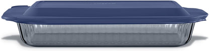 Pyrex Colors 9"x13" Tinted Glass Baking Dish with BPA-Free Lid, Oblong Bakeware for Casserole & Lasagna