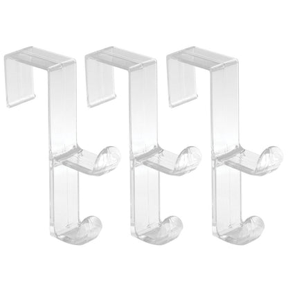 InterDesign Over Door Organizer Hook for Coats, Hats, Robes, Clothes or Towels – Double Hook, Clear, Pack of 3