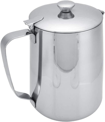 Stainless Steel Milk Frothing Pitcher with Lid for Latte Coffee Art, 1500ML, for Office Kitchen with Handle