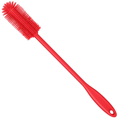 Purtribe Silicone Bottle Brush, Water Bottle Cleaner Brush with Long Handle, Perfect for Cleaning Narrow Neck Containers, Vacuum Sports Bottle, Tumblers, Flask, Glassware (1 Pack, Red)