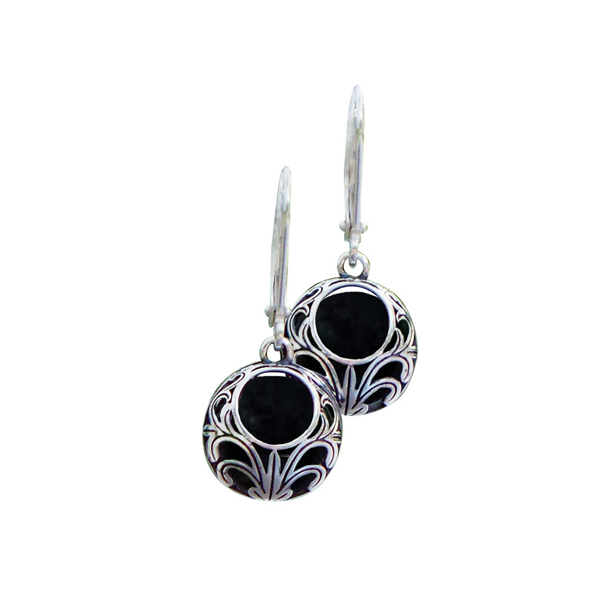 Bottled Up Designs Handmade Vintage Lace Leverback Earrings, Sterling Silver, Eco Friendly, Made in USA, Birthday Gifts, Mothers Day, Women, Anniversary (Black Depression Glass)