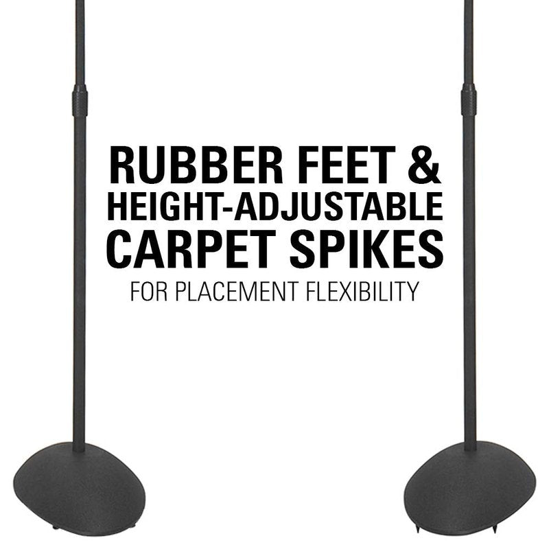 SANUS Height Adjustable Speaker Stands for Home Theater - Durable Design w/Tear Drop Base Fits Speakers up to 4lbs - 13" of Tool-Free Height Adjustment - Easy DIY Assembly