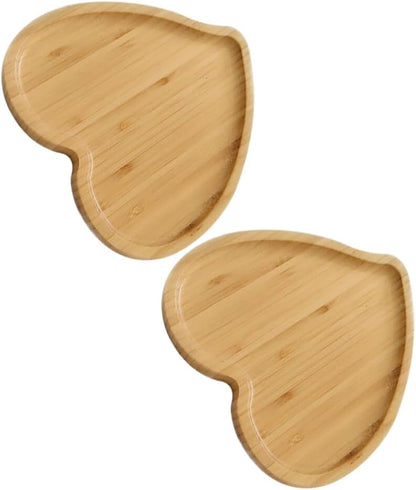 PRETYZOOM Heart Shaped Cutting Board, 2pcs Bamboo Serving Board for Valentines Day Cheese Platter Tray