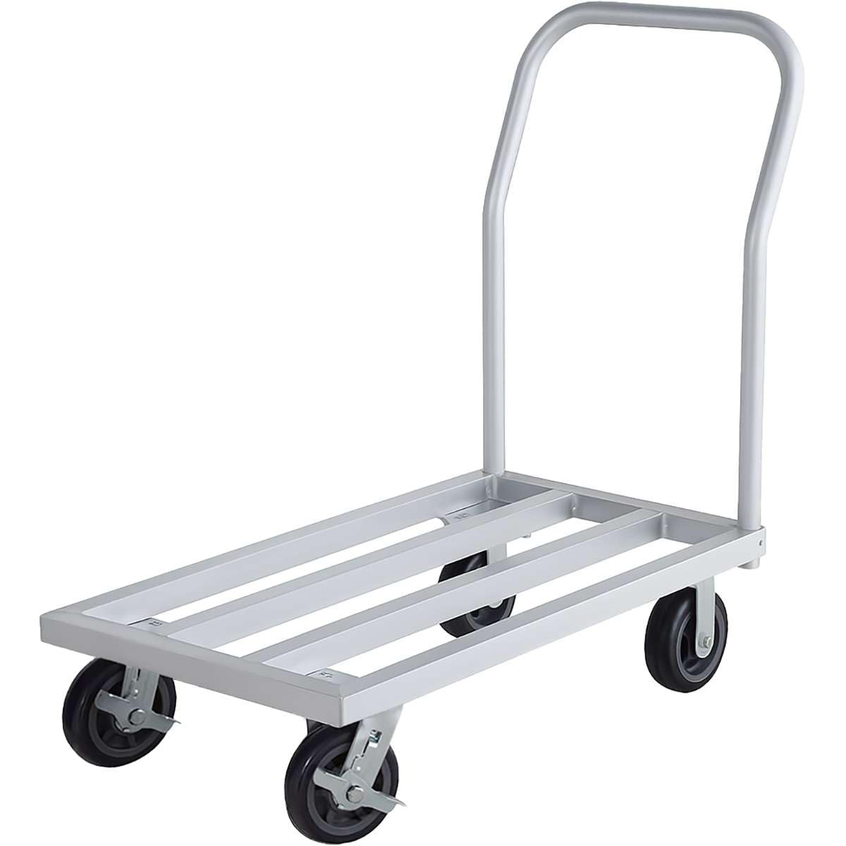 20" x 36" Mobile Aluminum NSF Dunnage Rack - 1600 lb. Capacity with Handle, Heavy-Duty Storage Cart with 6" Casters, Food-Grade Platform Truck for Restaurants, Kitchens, Warehouses