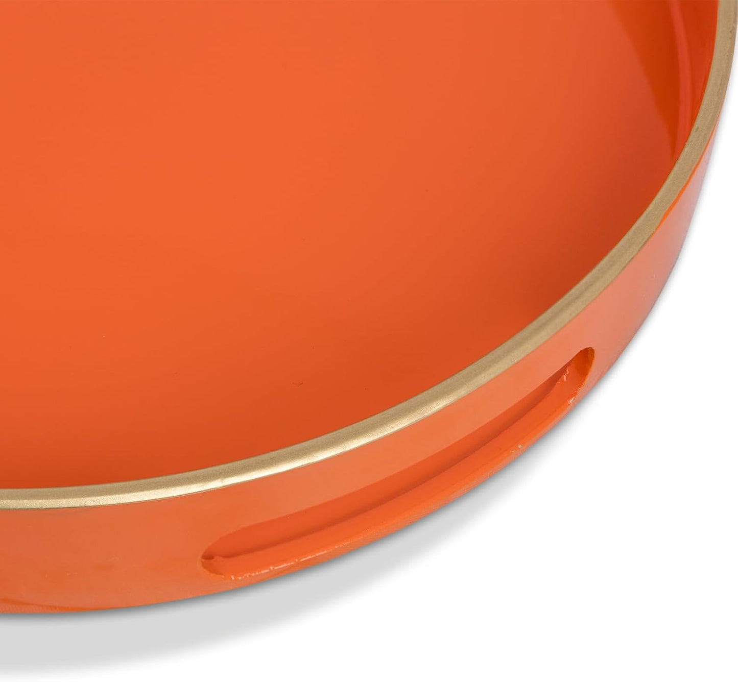 15.6" 10.6" 1.4" MAONAME Orange Decorative Tray, Oval Serving Tray with Handles, Plastic Trays for Coffee Table