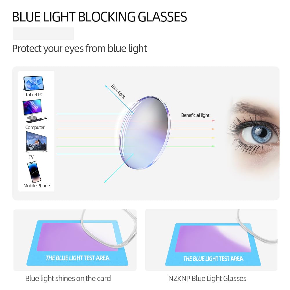 NZKNP Blue Light Glasses for Woman,Blue Light Glasses,Blue Light Glasses Men,Bluelight Glasses Womens,Blue Light Blocking Glasses,Clear Black Fake Glasses,Gaming Glasses Accessories,Computer Glasses