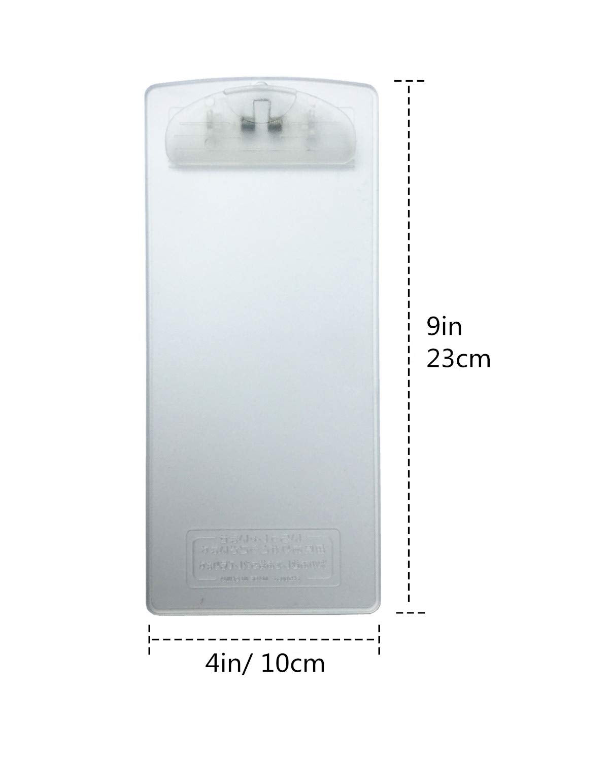 Plastic Clipboard, for Memo, Menu, Credit Card Receipt, 4x9in, 6-Pack (Transparent)