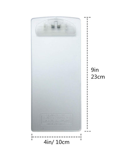 Plastic Clipboard, for Memo, Menu, Credit Card Receipt, 4x9in, 6-Pack (Transparent)