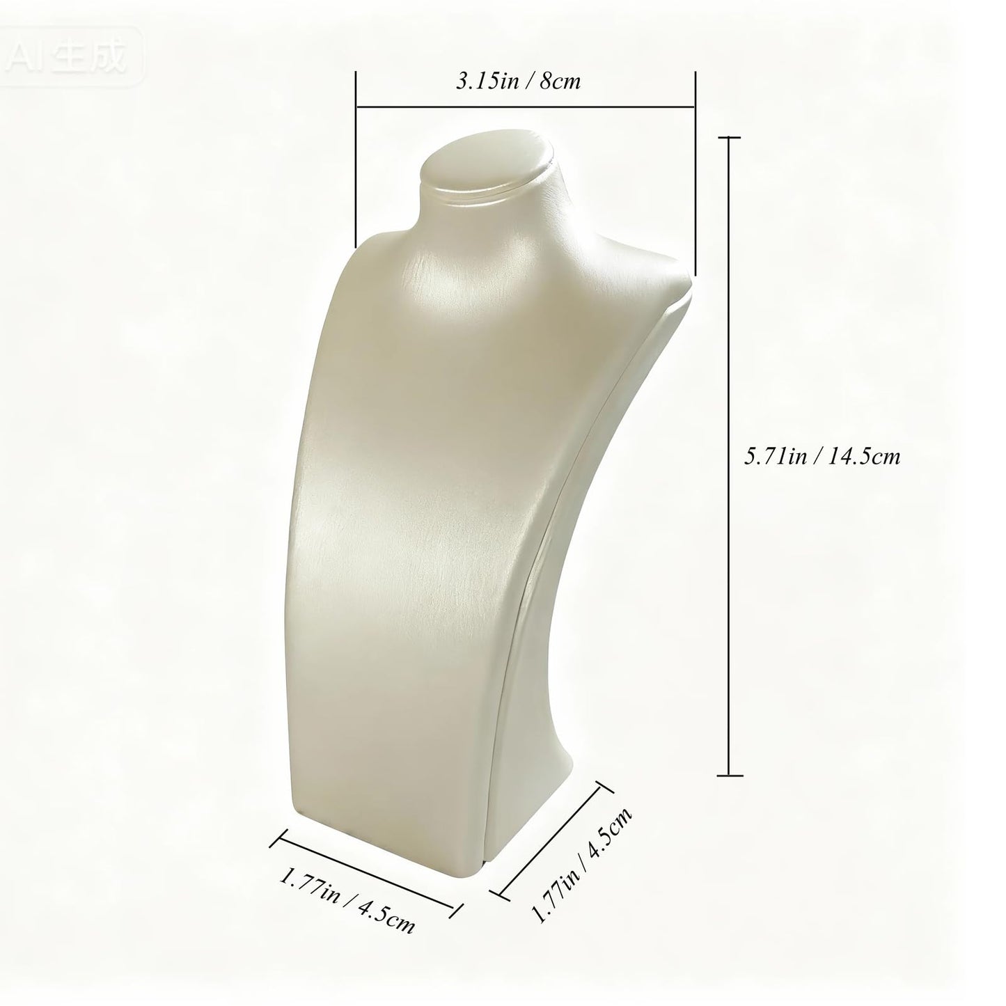 SCIKHEFT PU Leather Necklace Display Stand Necklace Bust Pendant Rack for Counter Showcase (White, Small)