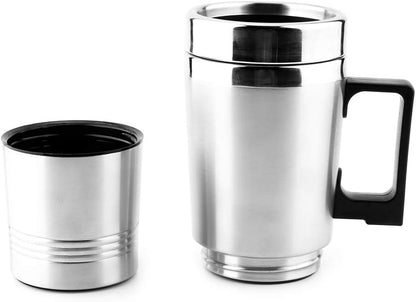 Duokon Car Hot Water Kettle, 350ML + 150ML Stainless Steel Electric Kettle for Coffee Tea Water Heating Cup 12V