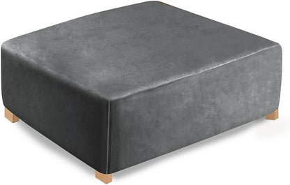 L/Length&Width:35-44"/Height:15-20",Grey) Ottoman Covers Slipcover Square Ottoman Covers Protector for Footrest Foot