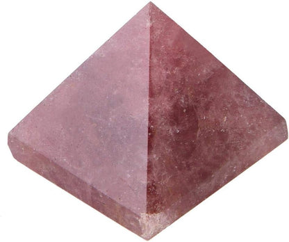 AUNMAS 3cm Quartz Pyramid, Small Strawberry Crystal Love Addition Reiki Stone Energy Tower for Home Office Decoration