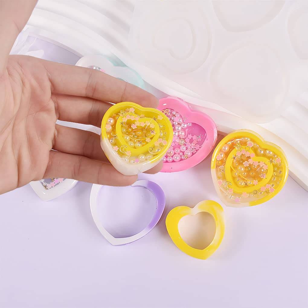 FineInno Heart Shaker Resin Molds,Hollow Heart Epoxy Resin Molds,Jewelry Molds for Epoxy Resin DIY Quicksand Pendant, Necklace,Craft Making