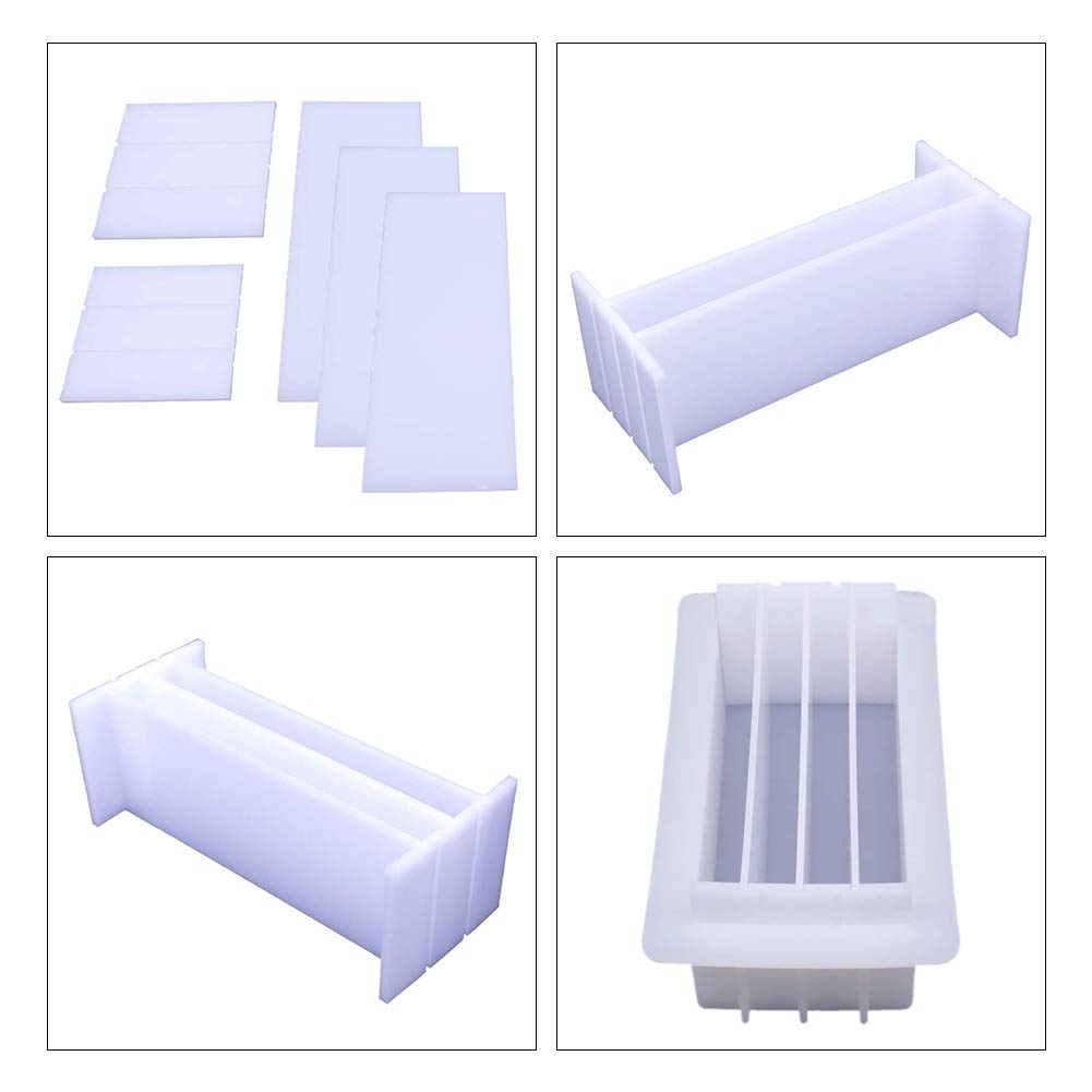 JOONOR Silicone Loaf Soap Mold Dividers 8" Acrylic Partition Clapboard Rectangular White Mould DIY Handmade Swirl Making Tool