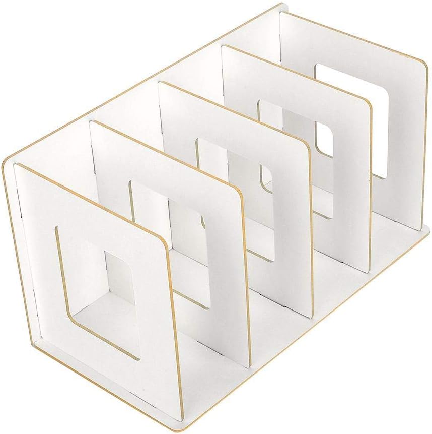 Fdit Wooden Desktop Bookshelf Rack, Storage Shelf for Home, School, Office Organizer (Warm White)