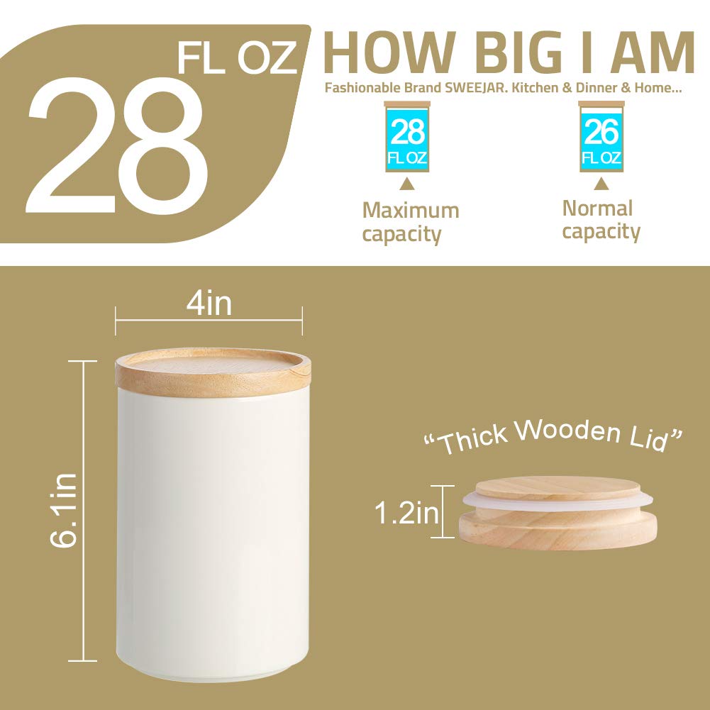 Sweejar Kitchen Canisters Ceramic Food Storage Jar, Stackable Containers with Airtight Seal Wooden Lid for Serving Ground Coffee, Tea, Sugar, Salt and More - 28 Fl Oz (Yellow)