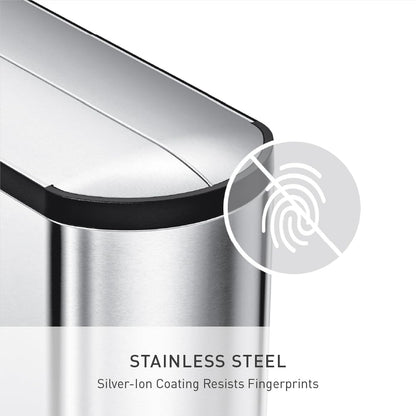 simplehuman 30 Liter / 8 Gallon Butterfly Lid Kitchen Step Trash Can, Brushed Stainless Steel