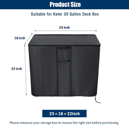 30 (23" 18" 22" inch) Kingling Deck Box Cover, Outdoor Storage Box Cover for Keter Gallon Deck Box Waterproof Outside