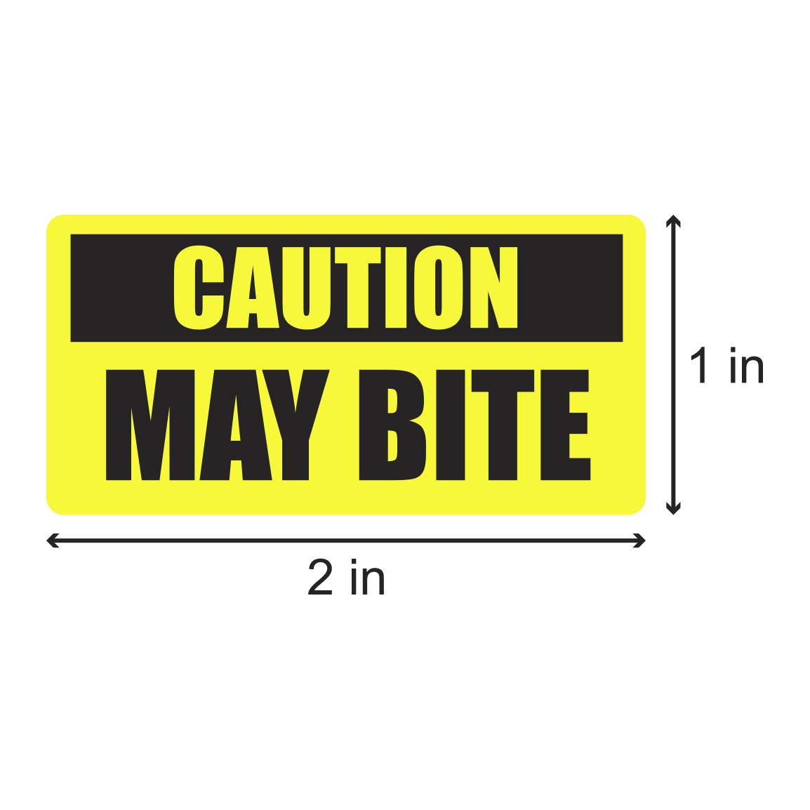 May Bite Stickers, 1 x 2 Inch, Bright Yellow, 300 Pack