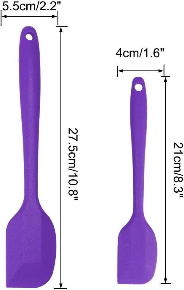 uxcell 2 Pcs Silicone Spatula Set, Heat Resistant Kitchen Rubber Turner for Cooking, Baking, Mixing, Purple