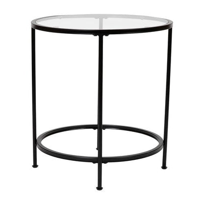 Flash Furniture Astoria Collection Round End Table - Modern Clear Glass End Table - Matte Gold Frame