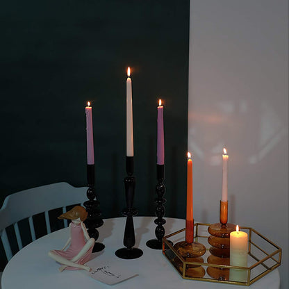 LKXHarleya Glass Candlesticks Holders, Retro Glass Candle Holder for Taper Candle Table Centerpiece Wedding Party Home Decoration, Black