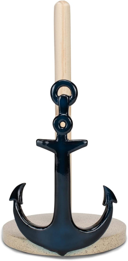 12 inch Elanze Designs Nautical Anchor Resin and Wood Paper Towel Holder