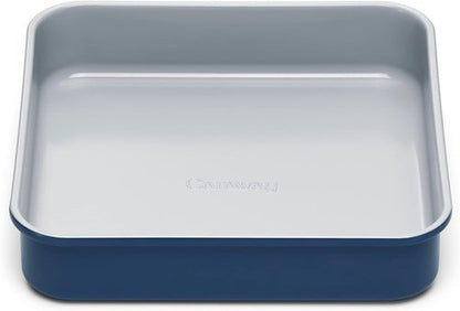Caraway Non-Stick Ceramic Square Pan - 9” Naturally Slick Coating - Non-Toxic & PTFE Free - Ideal for Brownies, Cakes & More - Navy