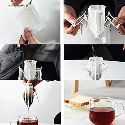 50Pcs Portable Coffee Filter Paper Bag, Hanging Ear Drip Coffee Bag, Single Serve Disposable for Travel, Camping, Home