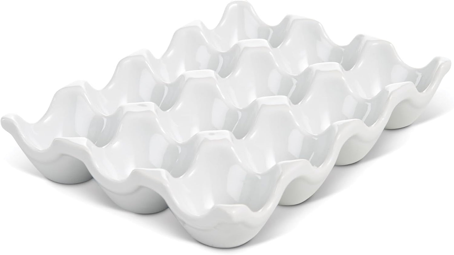 HIC Kitchen Egg Crate, Fine Porcelain, Holds 1 Dozen Eggs